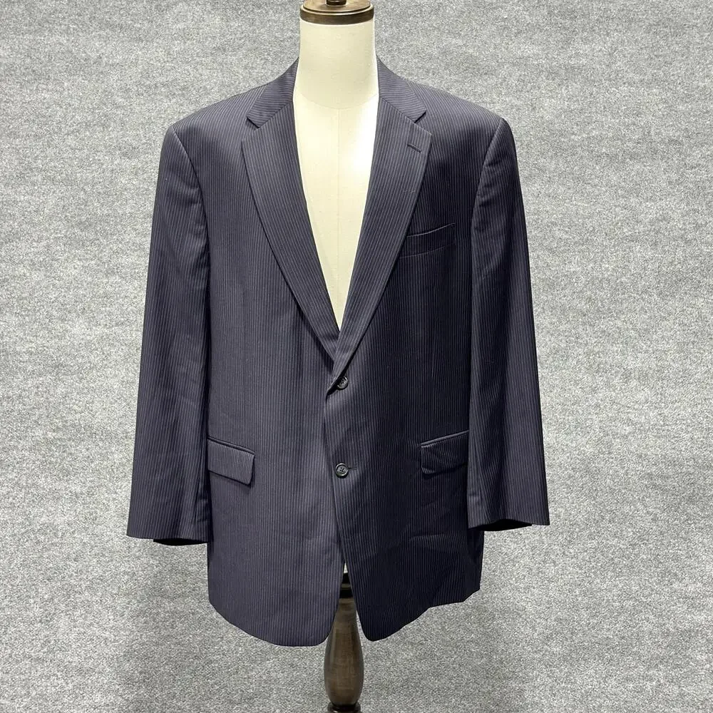Hart Schaffner Marx Nordstrom 2 Piece Suit Mens Large Gray Pinstripe Made USA
